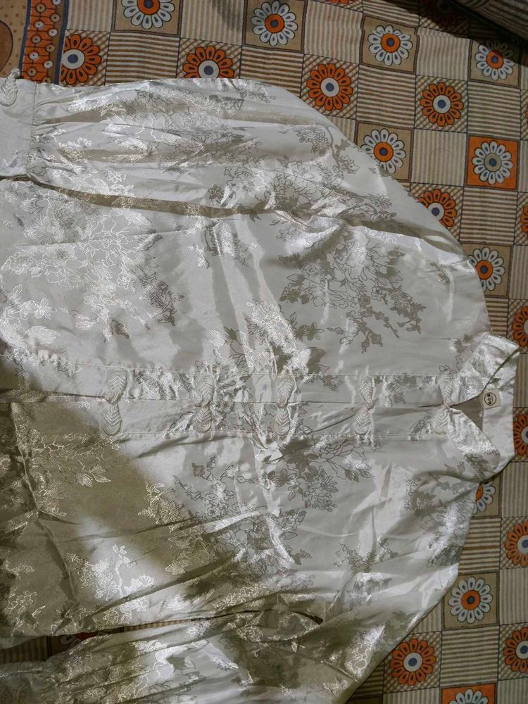Elegant White Brocade Blouse