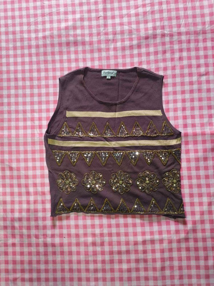 sequin embroidered vest