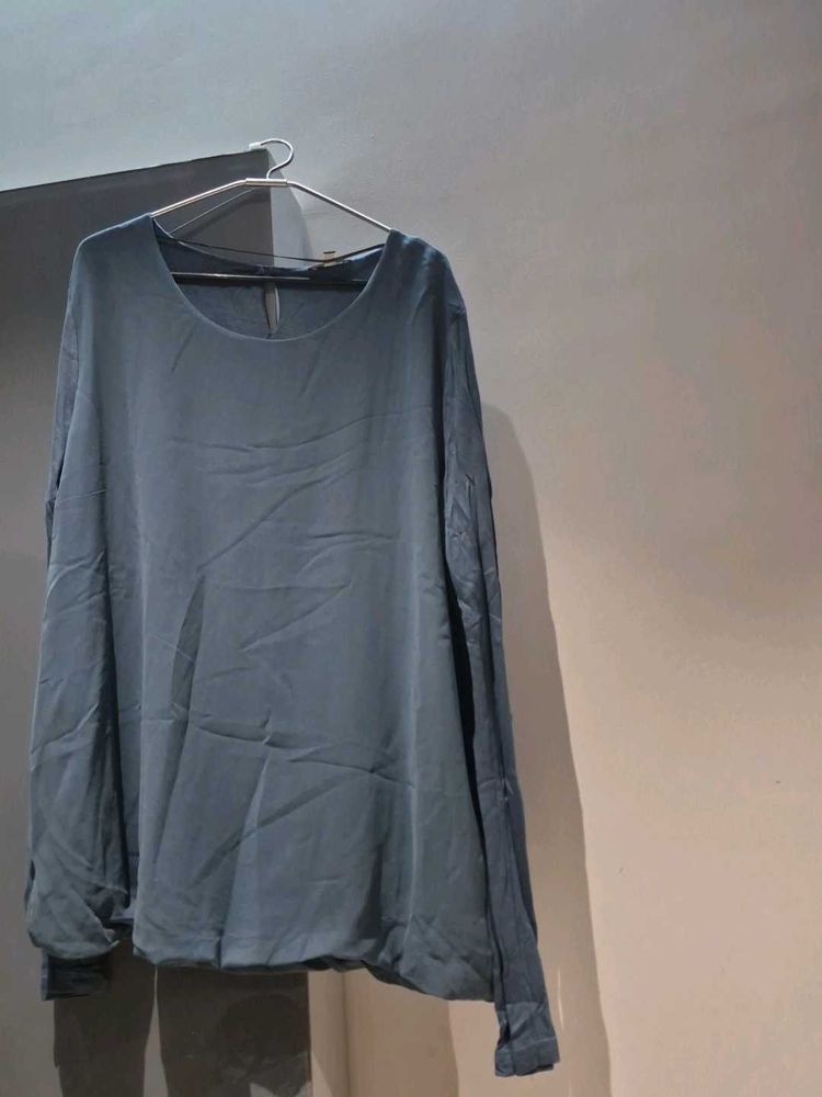 Solid Blue Long Sleeve Top