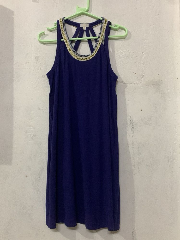 Navy Blue Embellished Tank Dress