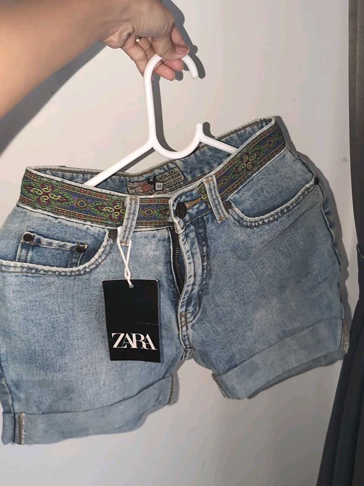 Zara Denim Shorts with Trim