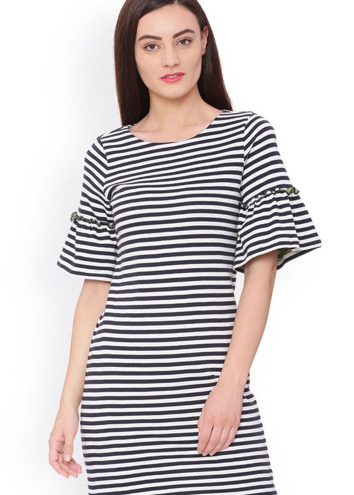 Striped Bell Sleeve Mini Dress
