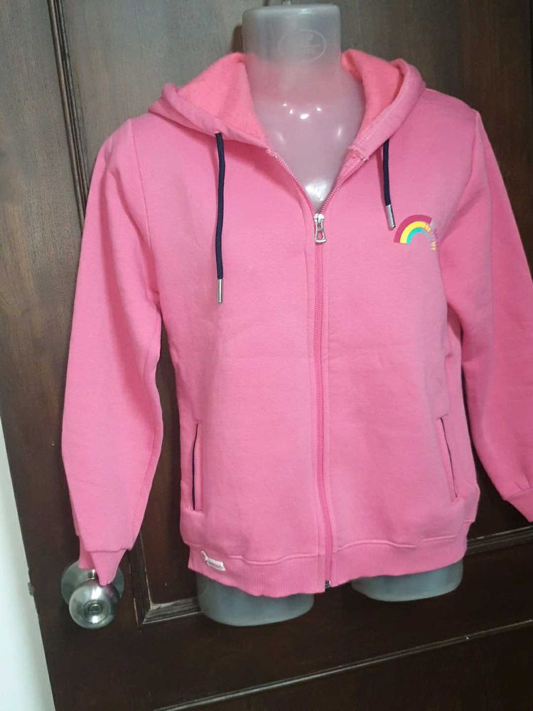 Cute Pink Rainbow Zip-Up Hoodie