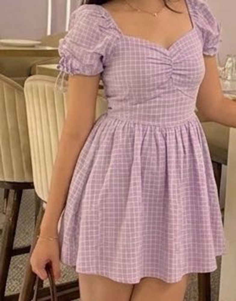 Cute Lavender Gingham Dress