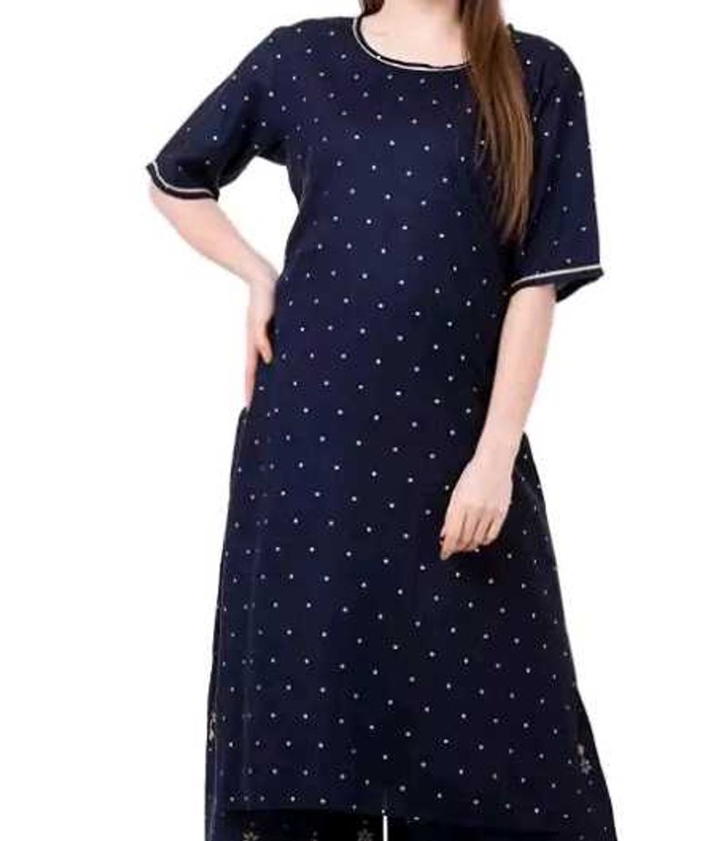Polka Printed Black Kurta