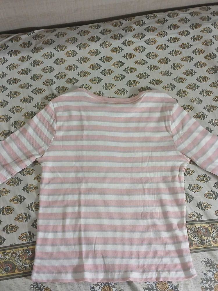 Pink &amp; White Striped Top