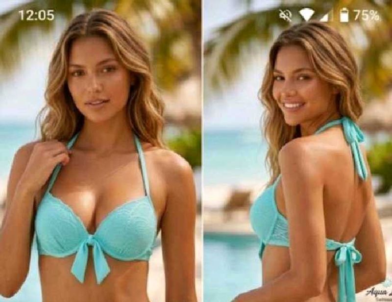 Aqua Blue Lace Bikini Top