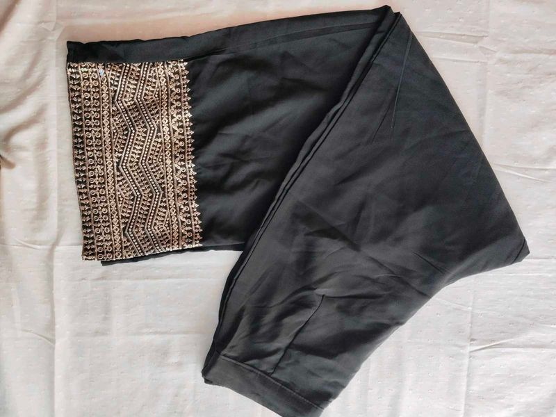 Embroidered Black Palazzo Pants
