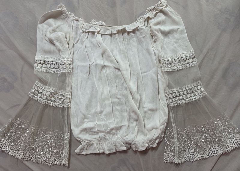 Boho Off-Shoulder Bell Sleeve Blouse