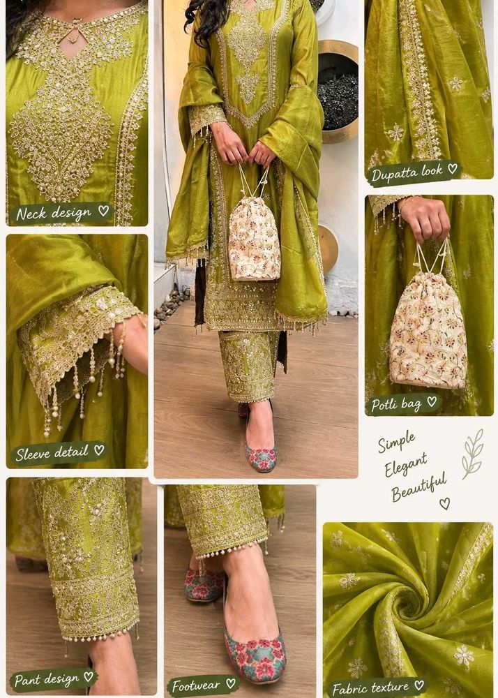 Elegant Green Kurta Set with Embellishments