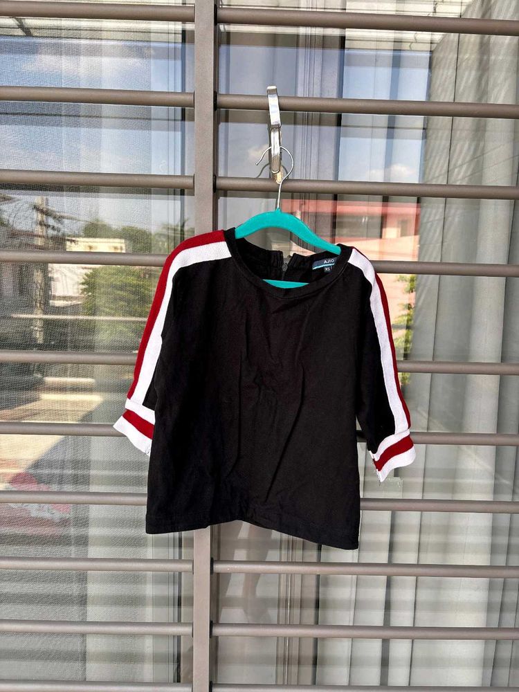 Black Top with Red and White Stripes