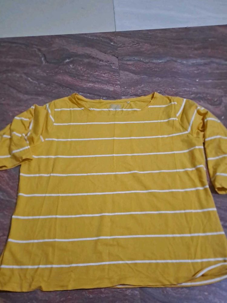 Yellow Striped Long Sleeve Top