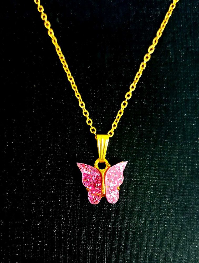 Sparkly Butterfly Pendant Necklace