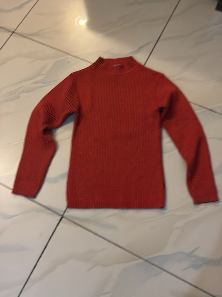 Classic Red Mock Neck Sweater