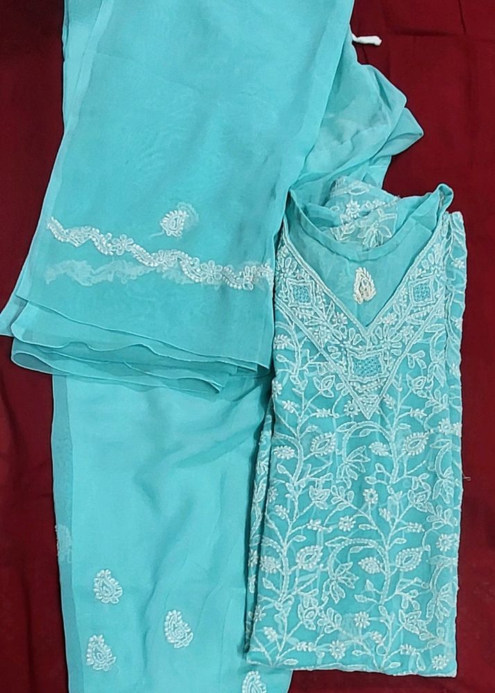 Allover Chikankari Kurta Pant &amp; Dupatta