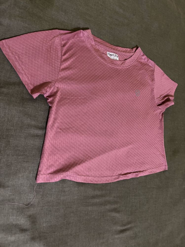 Cute Pink Textured T-Shirt