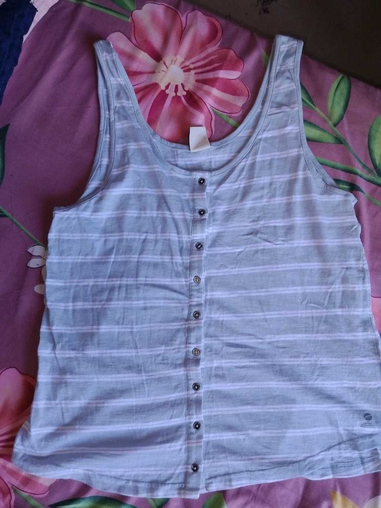 Striped Button-Up Tank Top