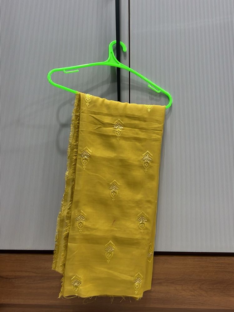 Elegant Yellow Embroidered material use to dresse