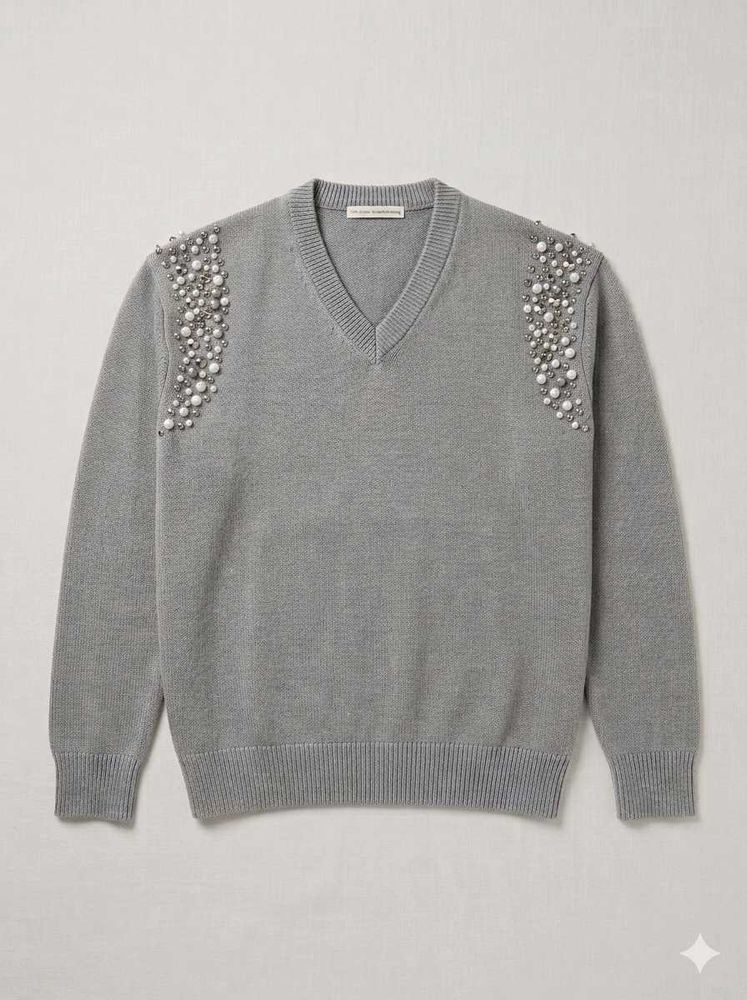 Studded V-Neck Sweater