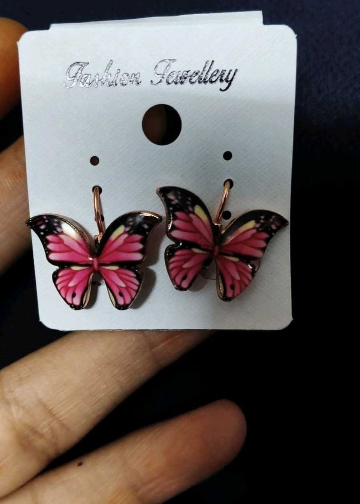 Charming Pink Butterfly Earrings