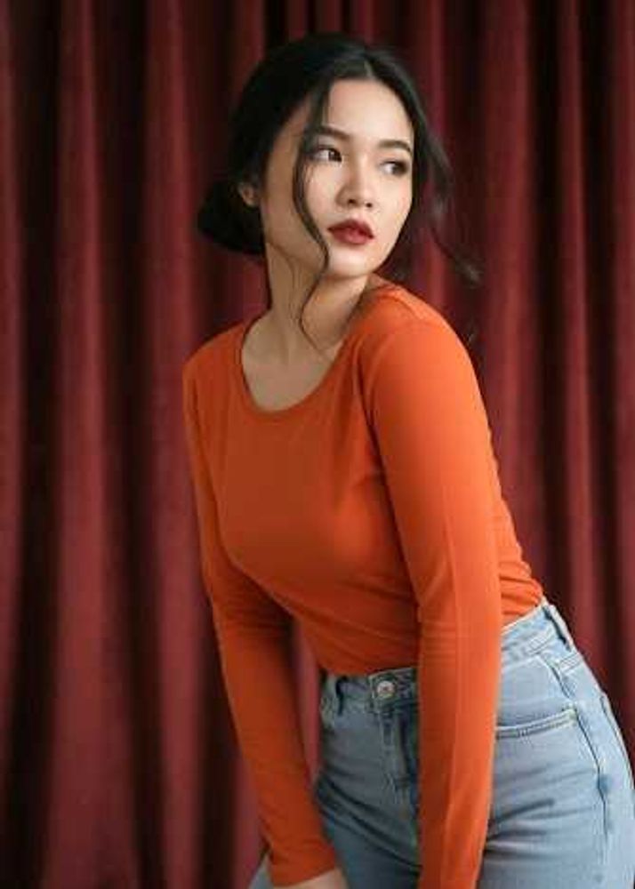 Stylish Orange Long Sleeve Top