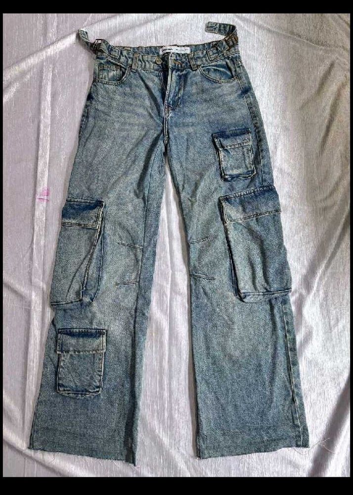 Vintage Wash Cargo Jeans