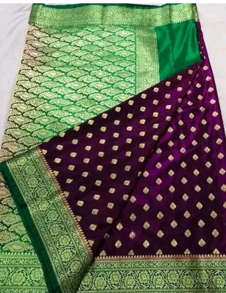 Green &amp; Purple Banarasi Saree