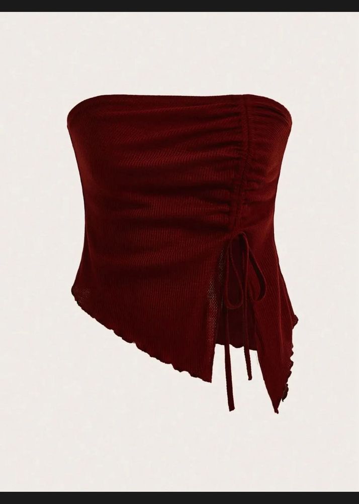 Ruched Drawstring Tube Top