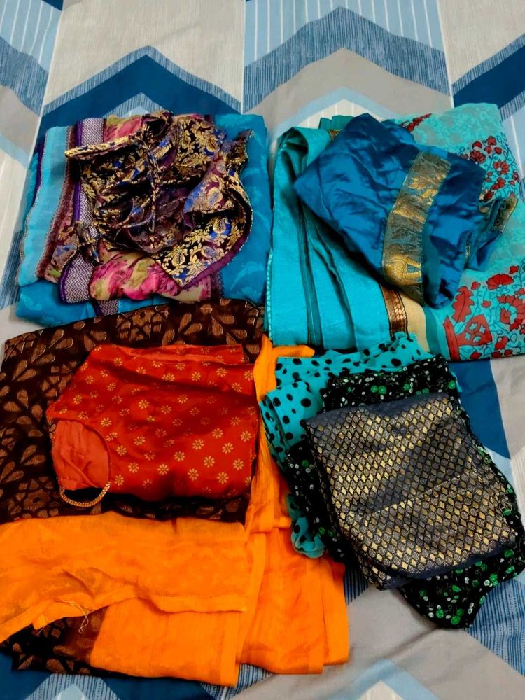 Fancy sarees set of 3 and seperate blouse