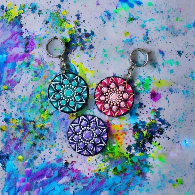 Dot Mandala Keychains . Colours Can Be Customized