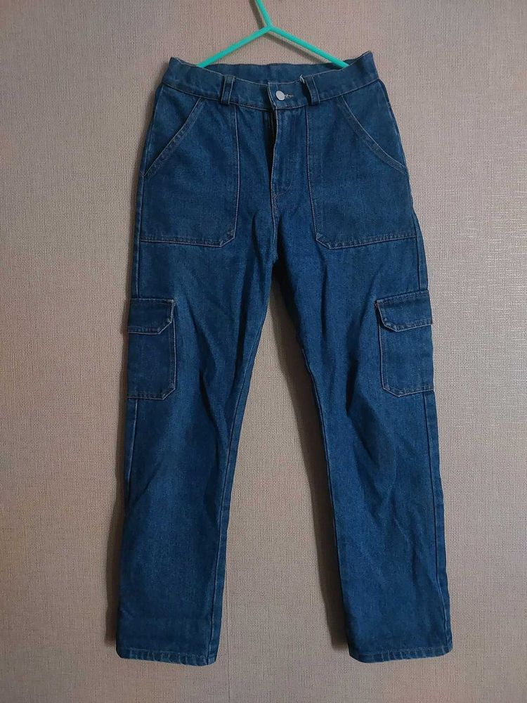 Blue Denim Cargo Pants
