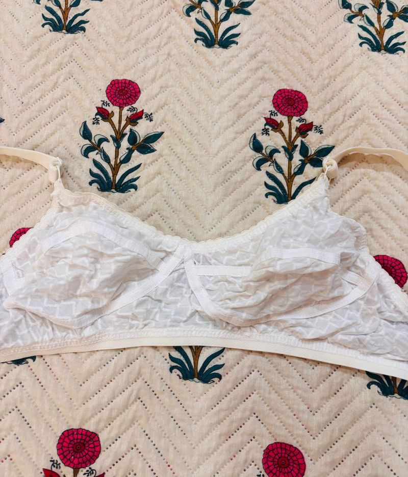 White Textured Bra