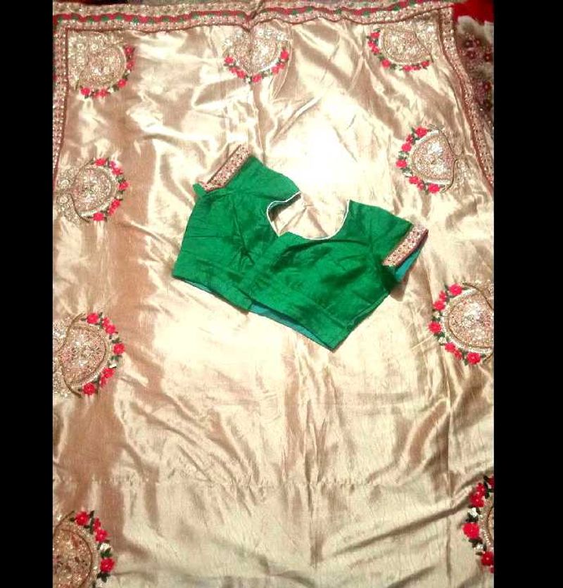Embroidered Silk Saree with Blouse
