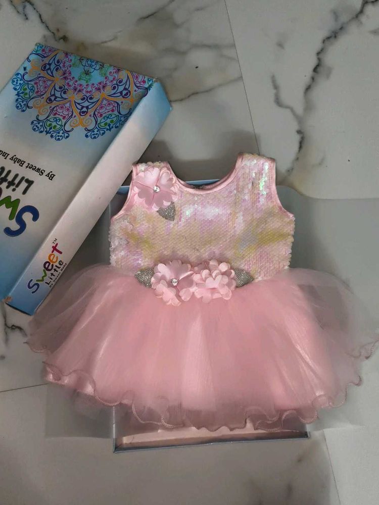 Adorable Baby Girl's Pink Sequin Party Dress
