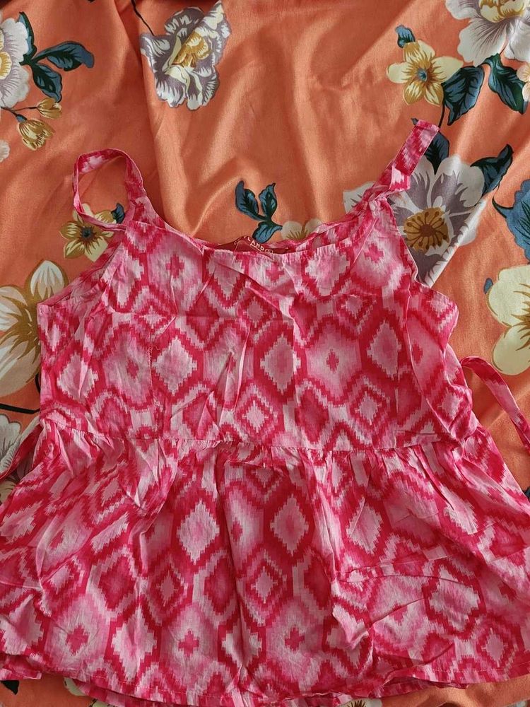 Pink Patterned Sleeveless Top