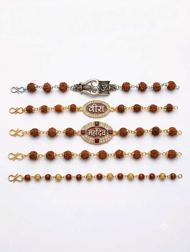 Designer Rudraksha &amp; Om Bracelet Set