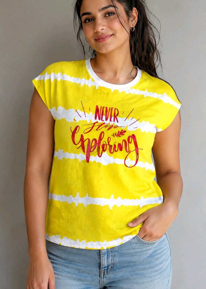 ⭐Yellow Tie-Dye T-Shirt "Never Stop Exploring"
