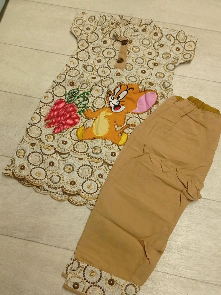 Collar Top Bottom Set Brown