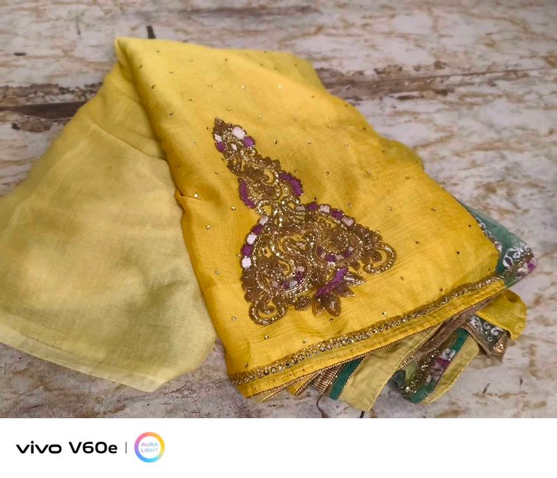 Vibrant Yellow Embroidered Silk Saree