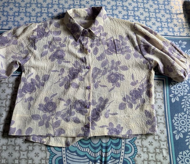 Vintage Floral Button-Up Blouse