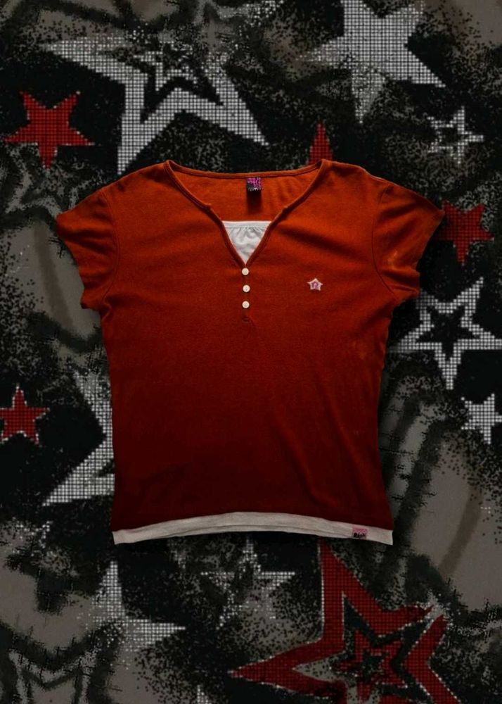 Cute Red &amp; White Layered Top