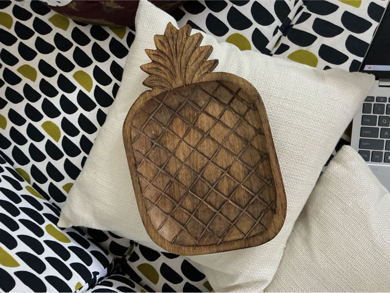 Hand Carved Wooden Pineapple Bowl
