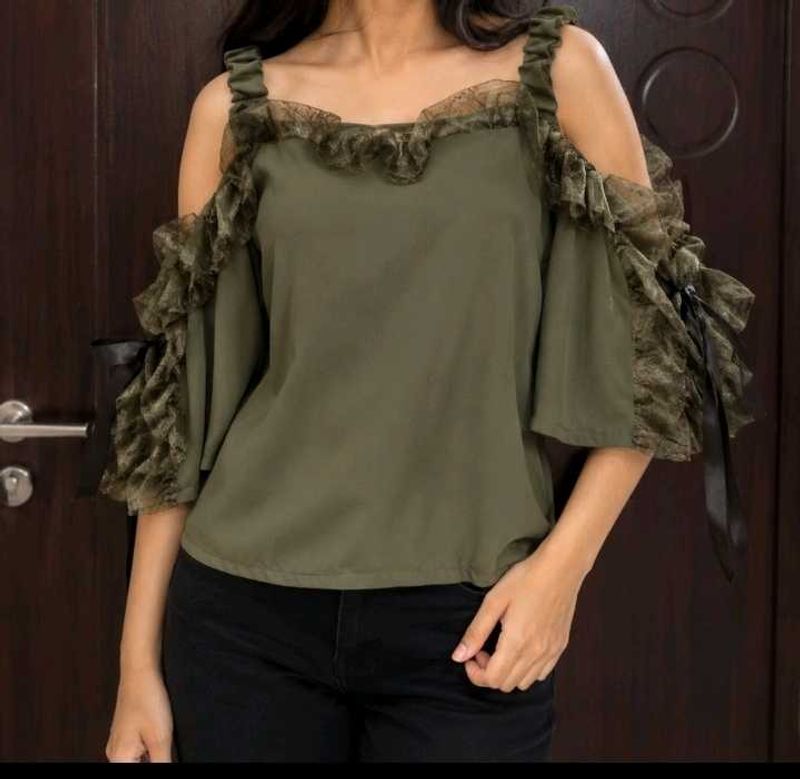 Stylish Cold Shoulder Ruffle Top