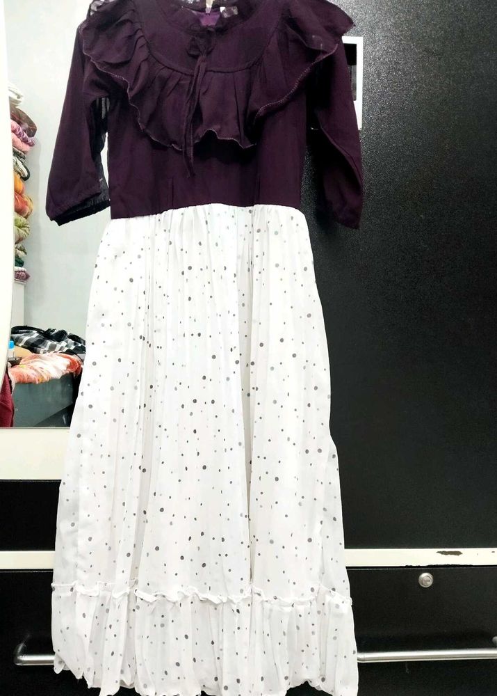 Girls' Purple &amp; White Polka Dot Dress