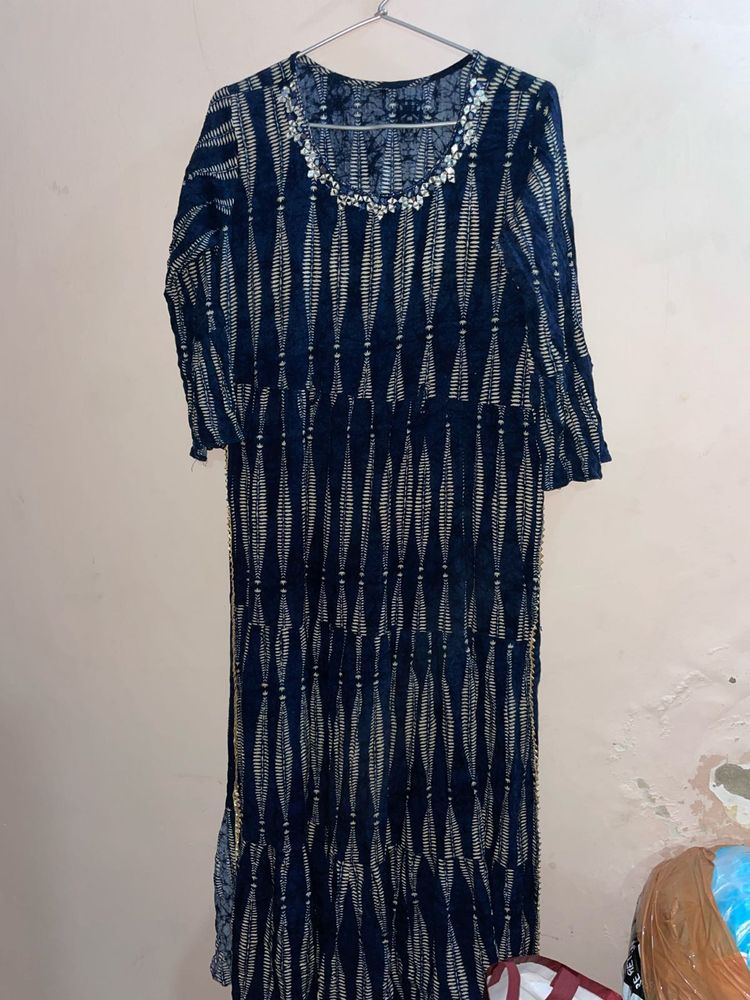 Embellished Blue Ethnic Kurta