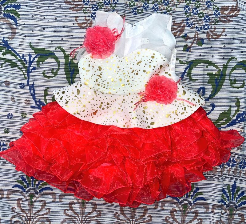 Sparkling Red &amp; White Baby Dress