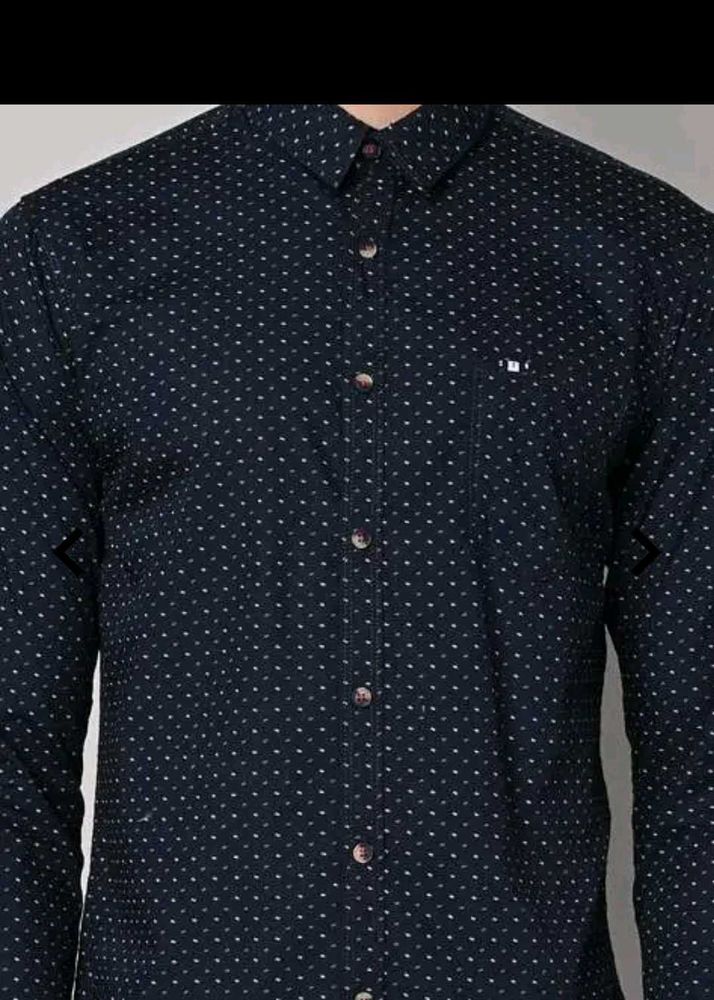 Classic Navy Polka Dot Button-Up Shirt