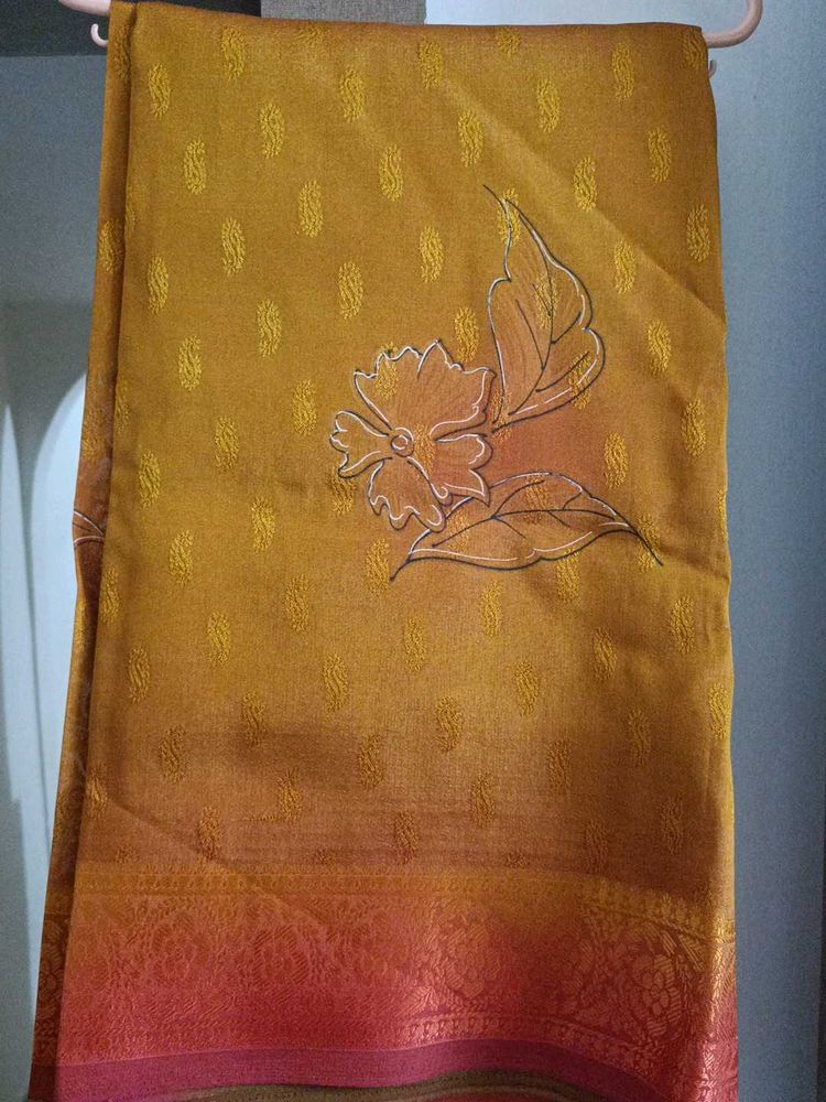 Elegant Yellow &amp; Orange Saree