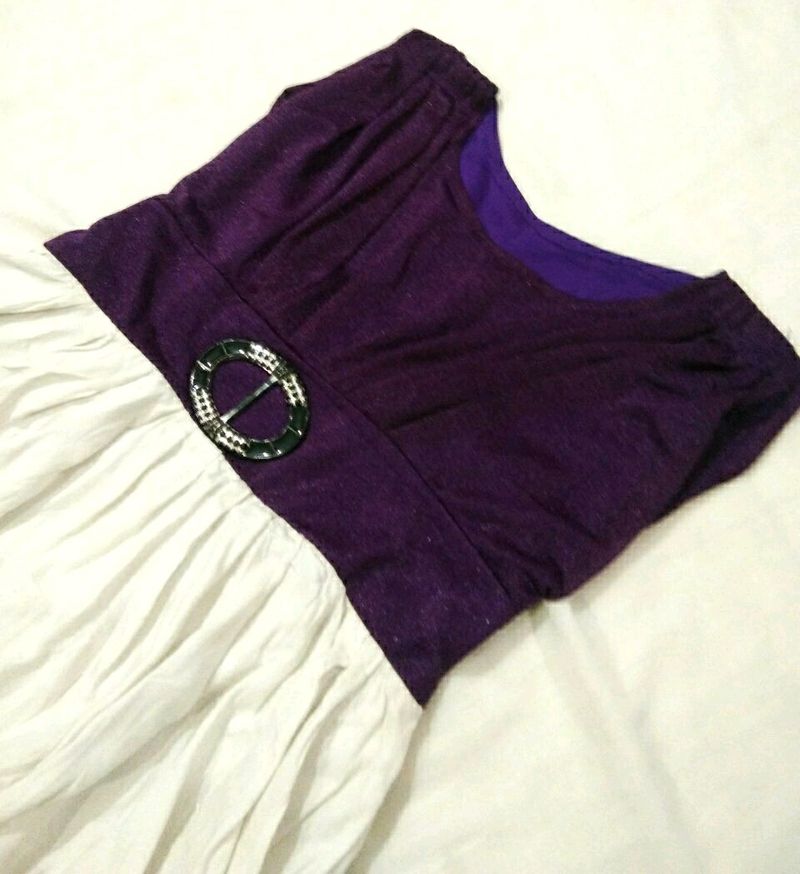 Purple-White Shiny Party-wear Mini Dress
