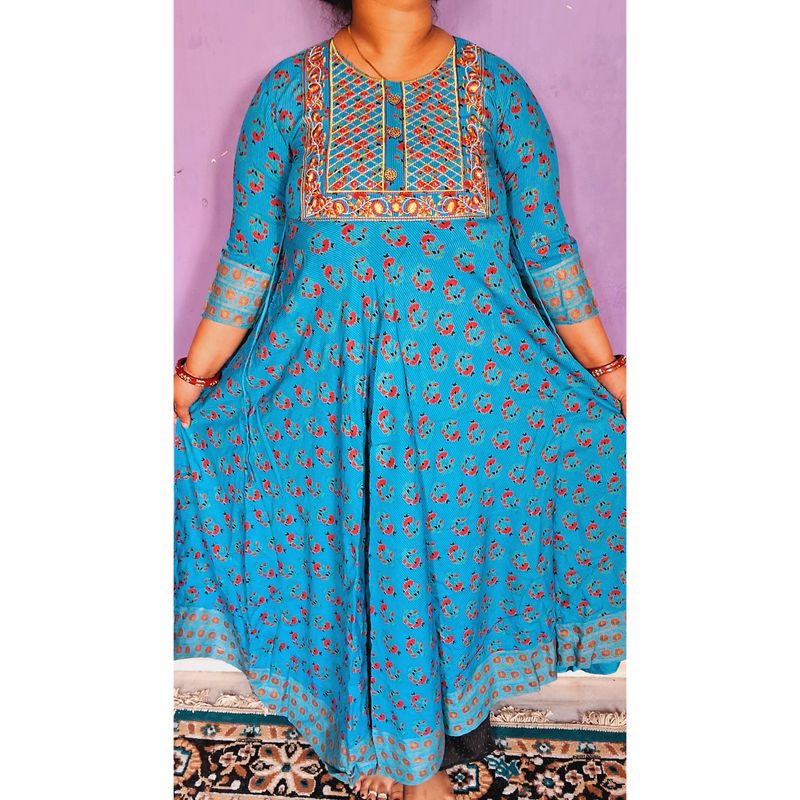 Blue Long Anarkali Kurti